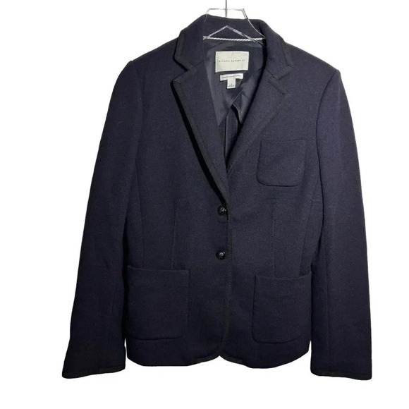 Banana Republic Blazer Jacket Women Sz 14 Navy Blue Italian Wool Single Breasted - Picture 1 of 9